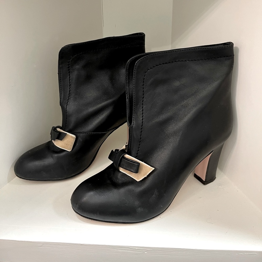 RED Valentino black leather split-front boots